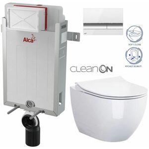 ALCADRAIN Renovmodul předstěnový instalační systém s bílým/ chrom tlačítkem M1720-1 + WC CERSANIT ZEN CLEANON + SEDÁTKO AM115/1000 M1720-1 HA1