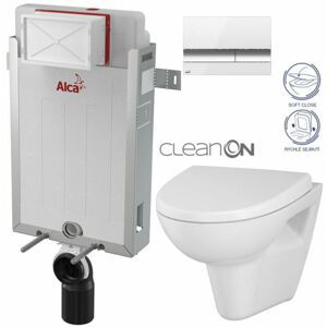 ALCADRAIN Renovmodul předstěnový instalační systém s bílým/ chrom tlačítkem M1720-1 + WC CERSANIT CLEANON PARVA + SEDÁTKO AM115/1000 M1720-1 PA1