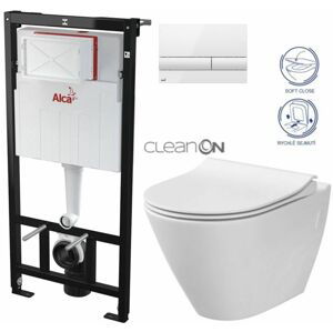 ALCADRAIN Sádromodul předstěnový instalační systém s bílým tlačítkem M1710 + WC CERSANIT CLEANON CITY AM101/1120 M1710 CI1