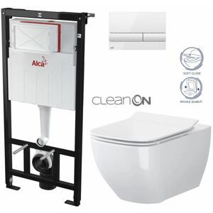 ALCADRAIN Sádromodul předstěnový instalační systém s bílým tlačítkem M1710 + WC CERSANIT CLEANON VIRGO + SEDÁTKO AM101/1120 M1710 ME1