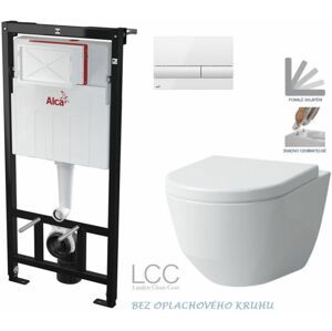 ALCADRAIN Sádromodul předstěnový instalační systém s bílým tlačítkem M1710 + WC LAUFEN PRO LCC RIMLESS + SEDÁTKO AM101/1120 M1710 LP2