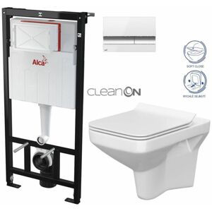 ALCADRAIN Sádromodul předstěnový instalační systém s bílým/ chrom tlačítkem M1720-1 + WC CERSANIT CLEANON COMO + SEDÁTKO AM101/1120 M1720-1 CO1