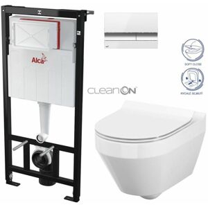 ALCADRAIN Sádromodul předstěnový instalační systém s bílým/ chrom tlačítkem M1720-1 + WC CERSANIT CLEANON CREA OVÁL + SEDÁTKO AM101/1120 M1720-1 CR1