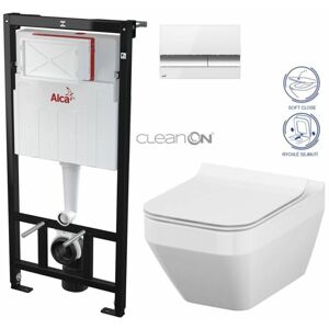 ALCADRAIN Sádromodul předstěnový instalační systém s bílým/ chrom tlačítkem M1720-1 + WC CERSANIT CLEANON CREA čtverec + SEDÁTKO AM101/1120 M1720-1 CR2