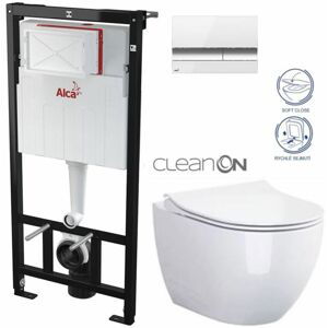 ALCADRAIN Sádromodul předstěnový instalační systém s bílým/ chrom tlačítkem M1720-1 + WC CERSANIT ZEN CLEANON + SEDÁTKO AM101/1120 M1720-1 HA1