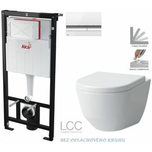 ALCADRAIN Sádromodul předstěnový instalační systém s bílým/ chrom tlačítkem M1720-1 + WC LAUFEN PRO LCC RIMLESS + SEDÁTKO AM101/1120 M1720-1 LP2