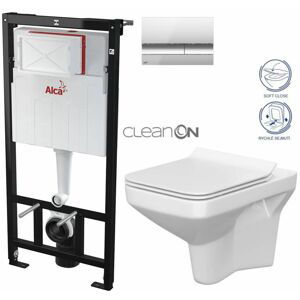 ALCADRAIN Sádromodul předstěnový instalační systém s chromovým tlačítkem M1721 + WC CERSANIT CLEANON COMO + SEDÁTKO AM101/1120 M1721 CO1