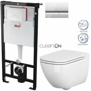 ALCADRAIN Sádromodul předstěnový instalační systém s chromovým tlačítkem M1721 + WC CERSANIT CLEANON CASPIA + SEDÁTKO AM101/1120 M1721 CP1