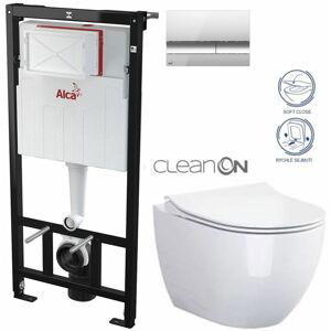 ALCADRAIN Sádromodul předstěnový instalační systém s chromovým tlačítkem M1721 + WC CERSANIT ZEN CLEANON + SEDÁTKO AM101/1120 M1721 HA1