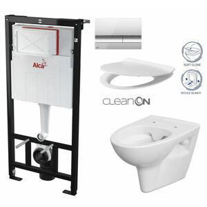 ALCADRAIN Sádromodul předstěnový instalační systém s chromovým tlačítkem M1721 + WC CERSANIT CLEANON PARVA + SEDÁTKO AM101/1120 M1721 PA2