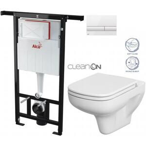 ALCADRAIN Jádromodul předstěnový instalační systém s bílým tlačítkem M1710 + WC CERSANIT CLEANON COLOUR + SEDÁTKO AM102/1120 M1710 CN1