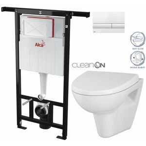 ALCADRAIN Jádromodul předstěnový instalační systém s bílým tlačítkem M1710 + WC CERSANIT CLEANON PARVA + SEDÁTKO AM102/1120 M1710 PA1