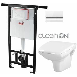 ALCADRAIN Jádromodul předstěnový instalační systém s bílým/ chrom tlačítkem M1720-1 + WC CERSANIT CLEANON CARINA  + SEDÁTKO AM102/1120 M1720-1 CA1