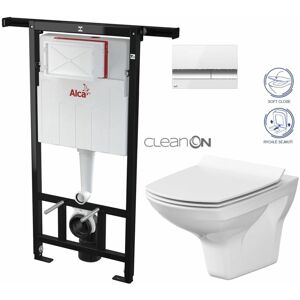 ALCADRAIN Jádromodul předstěnový instalační systém s bílým/ chrom tlačítkem M1720-1 + WC CERSANIT CLEANON CARINA + SEDÁTKO AM102/1120 M1720-1 CA3