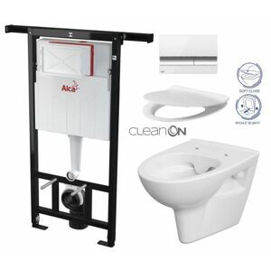 ALCADRAIN Jádromodul předstěnový instalační systém s bílým/ chrom tlačítkem M1720-1 + WC CERSANIT CLEANON PARVA + SEDÁTKO AM102/1120 M1720-1 PA2