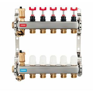 NOVASERVIS Rozdělovač nerez s průtokoměry a uzav. ventily, 8 okruhů SN-RZPU08S