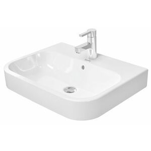 DURAVIT Happy D.2 Umyvadlo na desku, 600x460 mm, s přepadem, s otvorem pro baterii, WonderGliss, bílá 23156000001