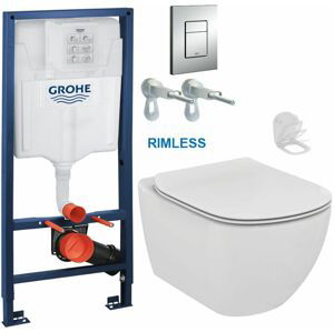 Rapid SL pro závěsné WC 38528SET s chromovou deskou + WC Ideal Standard Tesi se sedátkem RIMLESS 38772001 TE2