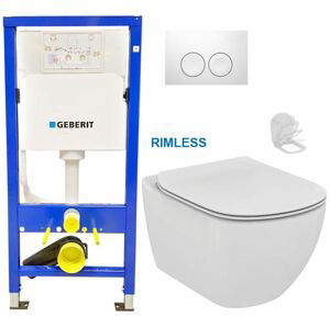 GEBERIT DuofixBasic s bílým tlačítkem DELTA21 + WC Ideal Standard Tesi se sedátkem RIMLESS 458.103.00.1 21BI TE2