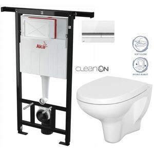 ALCADRAIN Jádromodul předstěnový instalační systém s bílým/ chrom tlačítkem M1720-1 + WC CERSANIT ARTECO CLEANON + SEDÁTKO AM102/1120 M1720-1 AT1