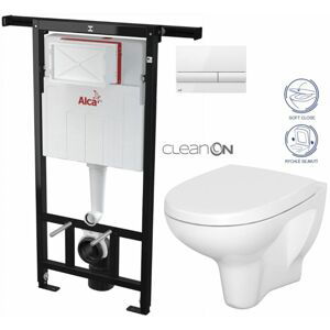 ALCADRAIN Jádromodul předstěnový instalační systém s bílým tlačítkem M1710 + WC CERSANIT ARTECO CLEANON + SEDÁTKO AM102/1120 M1710 AT1