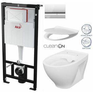 ALCADRAIN Sádromodul předstěnový instalační systém s chromovým tlačítkem M1721 + WC CERSANIT CLEANON MODUO + SEDÁTKO AM101/1120 M1721 MO1