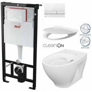 ALCADRAIN Sádromodul předstěnový instalační systém s bílým tlačítkem M1710 + WC CERSANIT CLEANON MODUO + SEDÁTKO AM101/1120 M1710 MO1