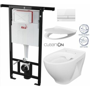 ALCADRAIN Jádromodul předstěnový instalační systém s bílým tlačítkem M1710 + WC CERSANIT CLEANON MODUO + SEDÁTKO AM102/1120 M1710 MO1