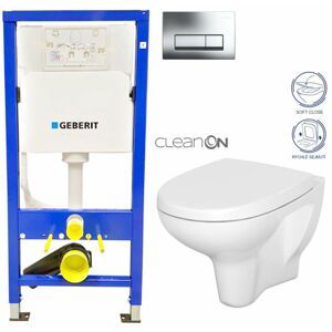 GEBERIT DuofixBasic s chromovým tlačítkem DELTA51 + WC CERSANIT ARTECO CLEANON + SEDÁTKO 458.103.00.1 51CR AT1