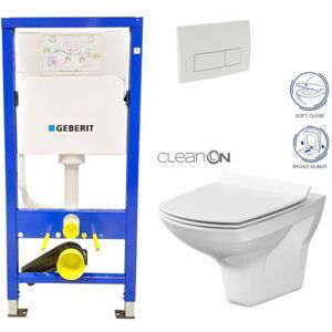 Geberit Duofix tlačítko DELTA51 BÍLÉ WC CERSANIT CARINA + SEDÁTKO 458.103.00.1 51BI CA3