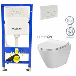 GEBERIT DuofixBasic s bílým tlačítkem DELTA51 + WC CERSANIT CLEANON CITY 458.103.00.1 51BI CI1