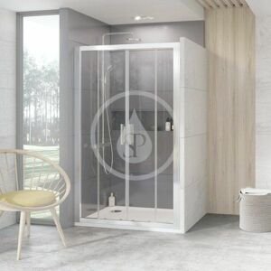 RAVAK 10° Sprchové dveře čtyřdílné 10DP4-150, 1500 mm, satin/sklo 0ZKP0U00Z1
