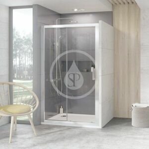 RAVAK 10° Sprchové dveře dvoudílné 10DP2-100, 1000 mm, lesklý hliník/sklo 0ZVA0C00Z1