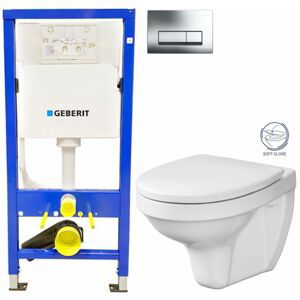 GEBERIT DuofixBasic s chromovým tlačítkem DELTA51 + WC CERSANIT DELFI + SOFT SEDÁTKO 458.103.00.1 51CR DE2