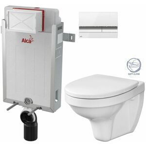 ALCADRAIN Renovmodul předstěnový instalační systém s bílým/ chrom tlačítkem M1720-1 + WC CERSANIT DELFI + SOFT SEDÁTKO AM115/1000 M1720-1 DE2