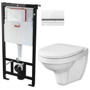 ALCADRAIN Sádromodul předstěnový instalační systém s bílým/ chrom tlačítkem M1720-1 + WC CERSANIT DELFI + SEDÁTKO AM101/1120 M1720-1 DE1