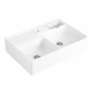 VILLEROY & BOCH Keramický dřez Double-bowl sink White alpin modulový 895 x 630 x 220 bez excentru 632391R1HL1