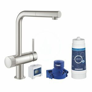 GROHE Blue Pure Set dřezové baterie Minta s filtrací a výsuvnou koncovkou, supersteel 30382DC0