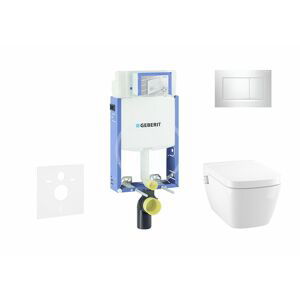 GEBERIT Kombifix Modul pro závěsné WC s tlačítkem Sigma30, lesklý chrom/chrom mat + Tece One sprchovací toaleta a sedátko, Rimless, SoftClose 110.302.00.5 NT6