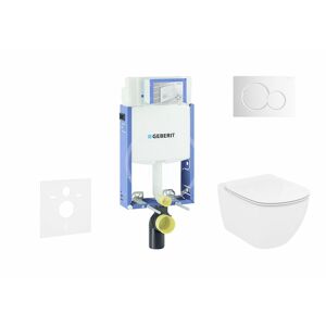 GEBERIT Kombifix Modul pro závěsné WC s tlačítkem Sigma01, lesklý chrom + Ideal Standard Tesi WC a sedátko, Aquablade, SoftClose 110.302.00.5 NU2