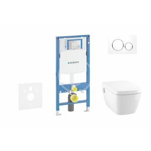 GEBERIT Duofix Modul pro závěsné WC s tlačítkem Sigma20, bílá/lesklý chrom + Tece One sprchovací toaleta a sedátko, Rimless, SoftClose 111.300.00.5 NT4