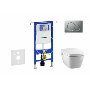 GEBERIT Duofix Modul pro závěsné WC s tlačítkem Sigma01, matný chrom + Tece One sprchovací toaleta a sedátko, Rimless, SoftClose 111.355.00.5 NT3