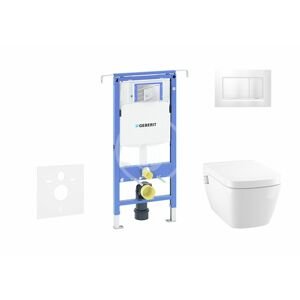 GEBERIT Duofix Modul pro závěsné WC s tlačítkem Sigma30, matný chrom/chrom + Tece One sprchovací toaleta a sedátko, Rimless, SoftClose 111.355.00.5 NT7
