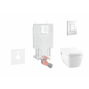 GROHE Uniset Set předstěnové instalace, sprchovací toalety a sedátka Tece, tlačítka Skate Cosmo, Rimless, SoftClose, chrom 38643SET-KT