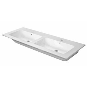 DURAVIT ME by Starck Dvojumyvadlo nábytkové 1300x490 mm, s přepadem, 2 otvory pro baterie, WonderGliss, bílá 23361300001