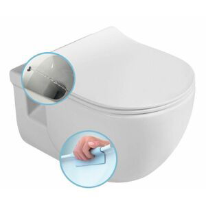 SAPHO BRILLA CLEANWASH závěsná WC mísa s bidetovou sprškou, Rimless, 36,5x53cm, bílá 100612