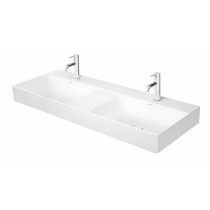 DURAVIT DuraSquare Dvojumyvadlo 1200x470 mm, bez přepadu, 2 otvory pro baterie, DuraCeram, WonderGliss, bílá 23531200411