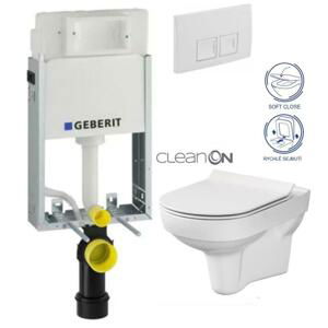 GEBERIT KOMBIFIXBasic vč. bílého  tlačítka DELTA 50 + WC CERSANIT CITY NEW CLEANON + WC SEDÁTKO SLIM 110.100.00.1 50BI CI2