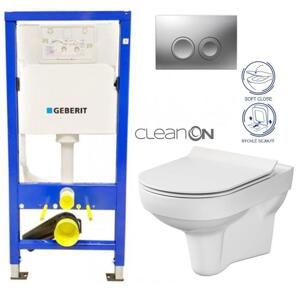 GEBERIT DuofixBasic s matným tlačítkem DELTA21 + WC CERSANIT CITY NEW CLEANON + WC SEDÁTKO SLIM 458.103.00.1 21MA CI2