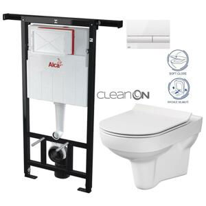 ALCADRAIN Jádromodul předstěnový instalační systém s bílým tlačítkem M1710 + WC CERSANIT CITY NEW CLEANON + WC SEDÁTKO SLIM AM102/1120 M1710 CI2